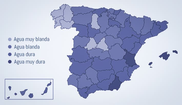 mapa de las durezas del agua en españa