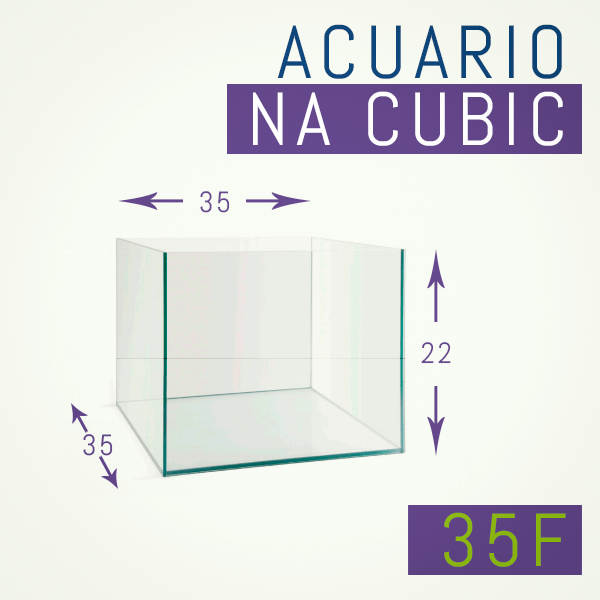 Acuario de cristal óptico 35 x 35 x 22