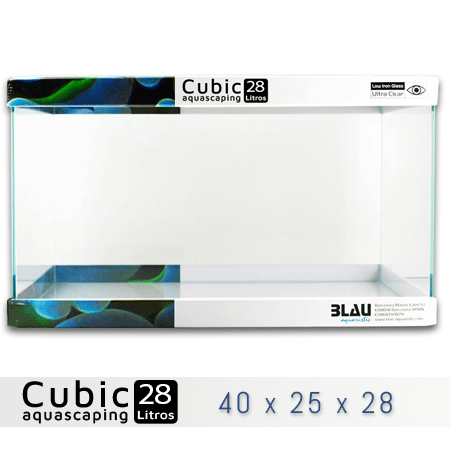 BLAU CUBIC AQUASCAPING 28 de 40x25x28 con cristal óptico, al mejor precio en nascapers, tu tienda de acuariofilia y aquascaping.