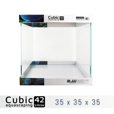 BLAU CUBIC AQUASCAPING 42 de 35x35x35 con cristal óptico, al mejor precio en nascapers, tu tienda de acuariofilia y aquascaping.