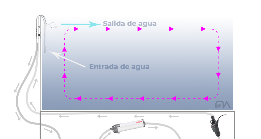 Cómo colocar 2 filtros en un acuario plantado. Entrada y salida de agua en un acuario de 90 cm o más.