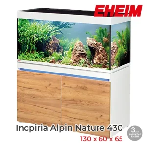 EHEIM Incpiria Alpin Nature 430 Blanco Brillante con el frontal de la mesa en madera