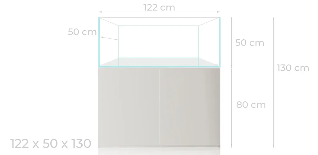 Croquis con las medidas del mueble y el acuario