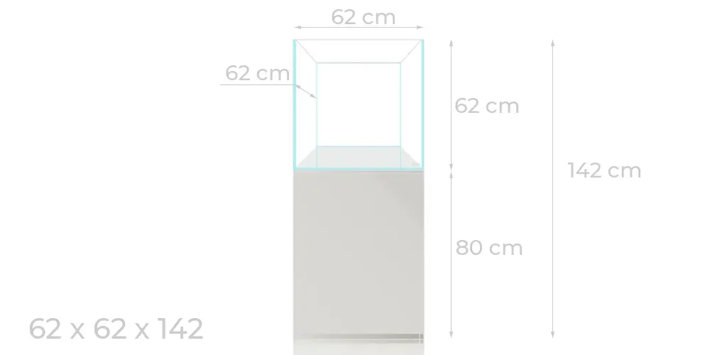 Croquis con las medidas del mueble y el acuario