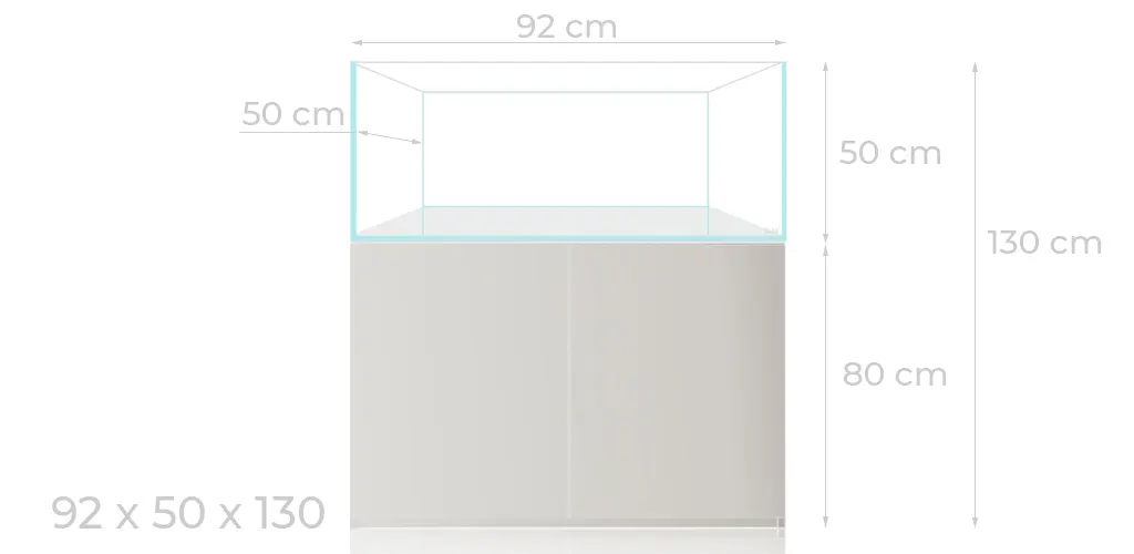 Croquis con las medidas del mueble y el acuario