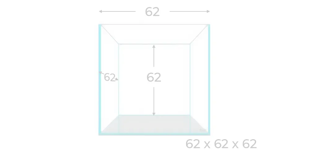 Medidas acuario Gran Cubic de BLAU 62 x 62 x 62 cm