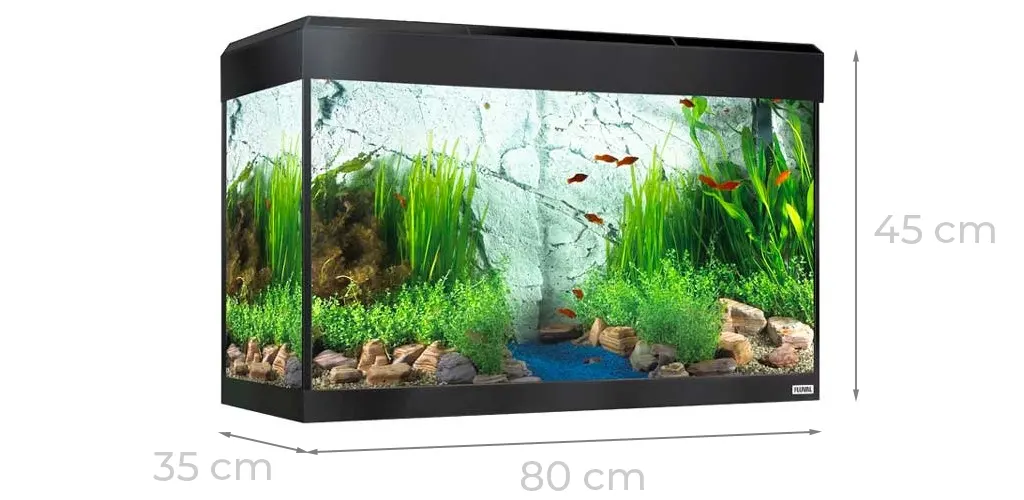 Fluval Roma 125 LED Negro con medidas 80 x 35 x 45 cm.