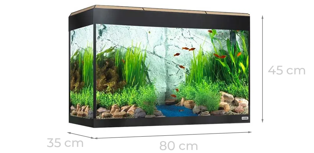 Fluval Roma 125 LED Roble con medidas 80 x 35 x 45 cm.