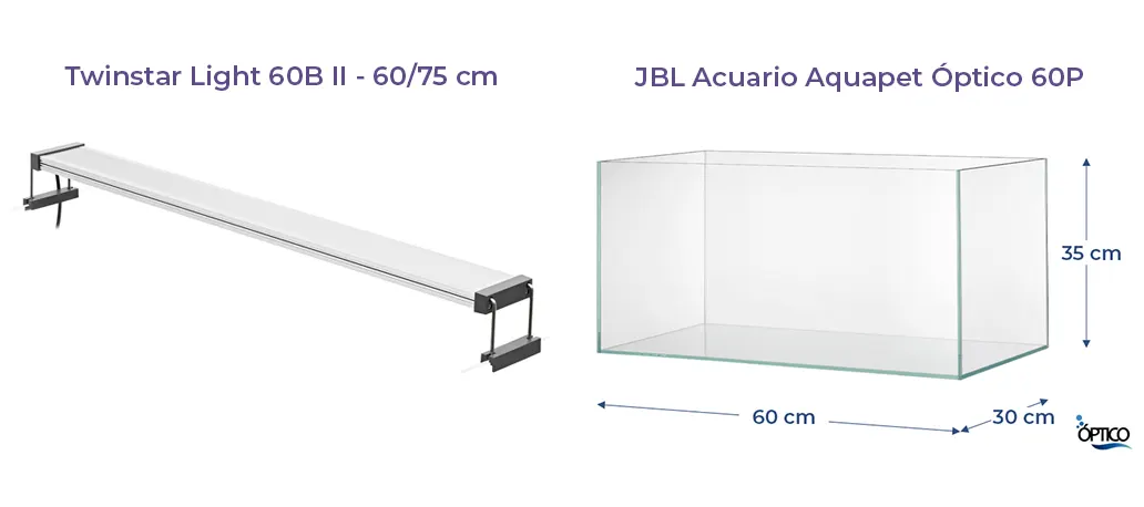 Kit de acuario + pantalla JBL Aquapet 60P y TWINSTAR Light II 60B con dimmer