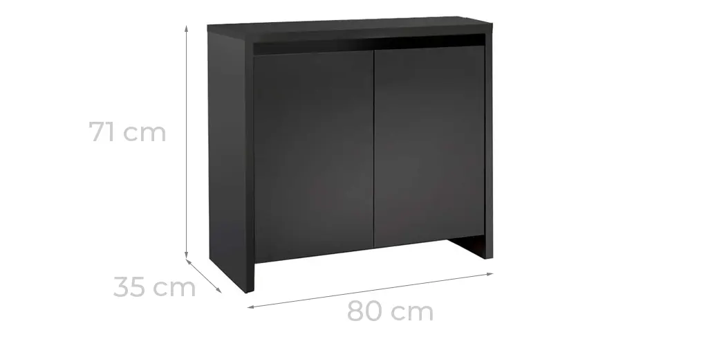 Mesa de color negro para el acuario Fluval Roma de 125 litros.