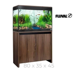 Acuario Fluval Roma 125 LED en color nogal con mesa incluida.