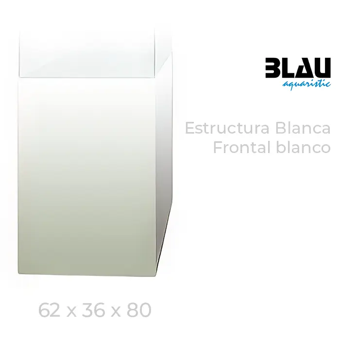 Mesa Blau con estructura blanca y puerta frontal en Blanco de 62x36x80.