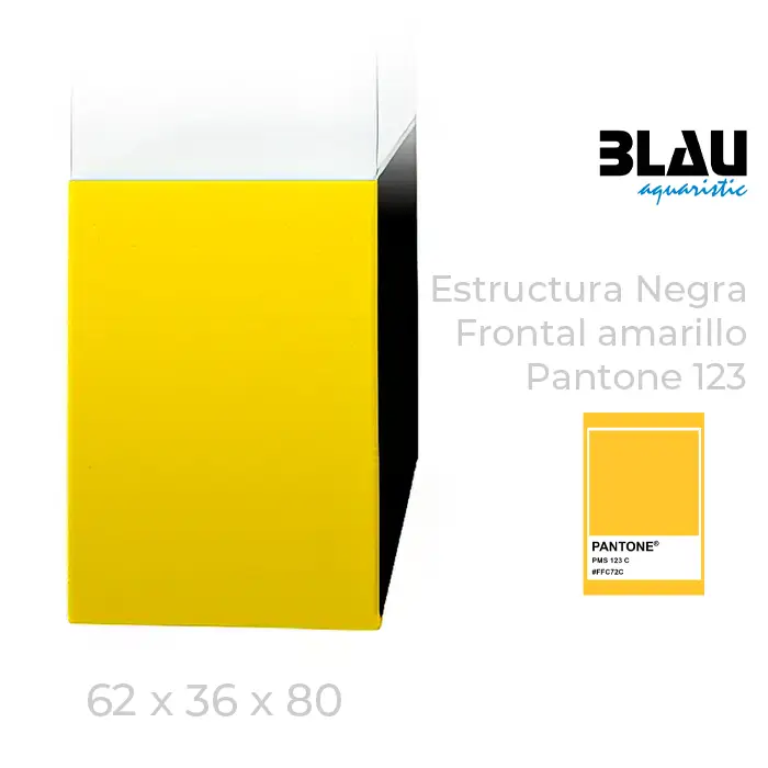 Mesa Blau con estructura negra y puerta frontal en Amarillo de 62x36x80.