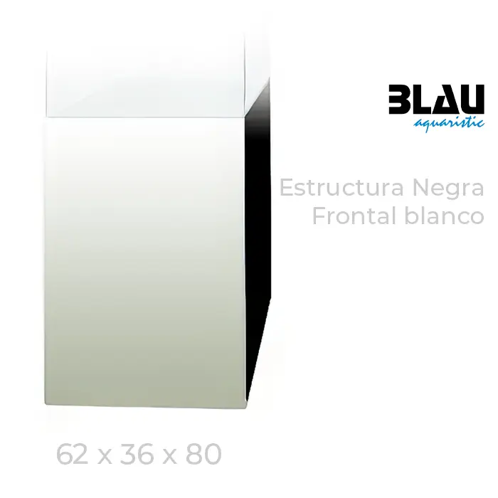 Mesa Blau con estructura negra y puerta frontal en Blanco de 62x36x80.