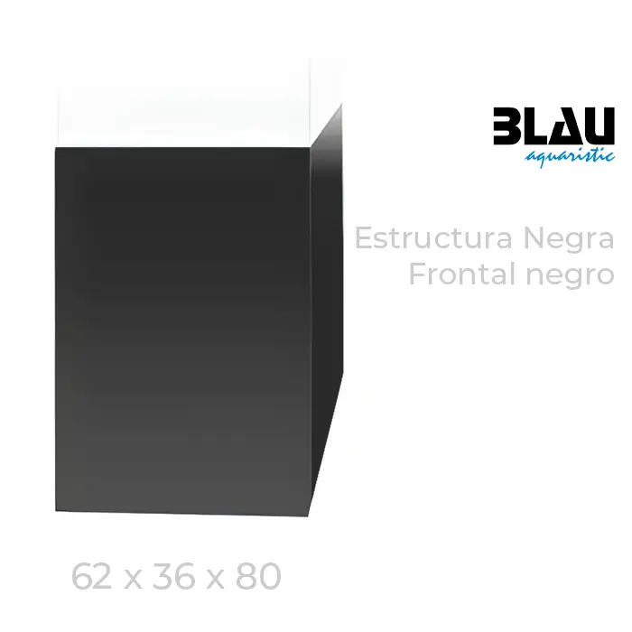 Mesa Blau con estructura negra y puerta frontal en Negro de 62x36x80.