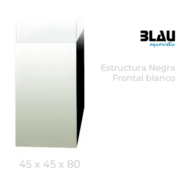 Mesa Blau con estructura negra y puerta frontal en Blanco de 45x45x80.