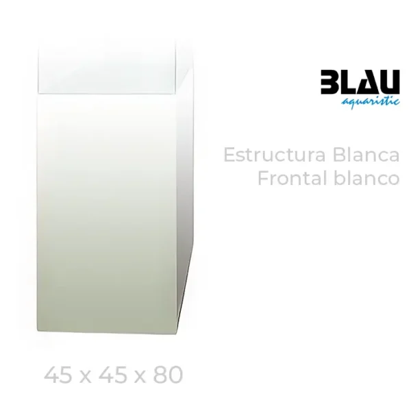 Mesa Blau con estructura blanca y puerta frontal en blanco de 45x45x80.