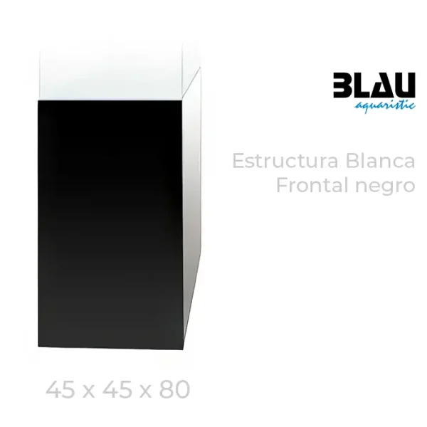 Mesa Blau con estructura blanca y puerta frontal en negro de 45x45x80.