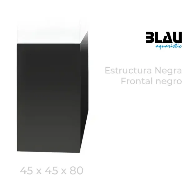 Mesa Blau con estructura negra y puerta frontal en negro de 45x45x80.