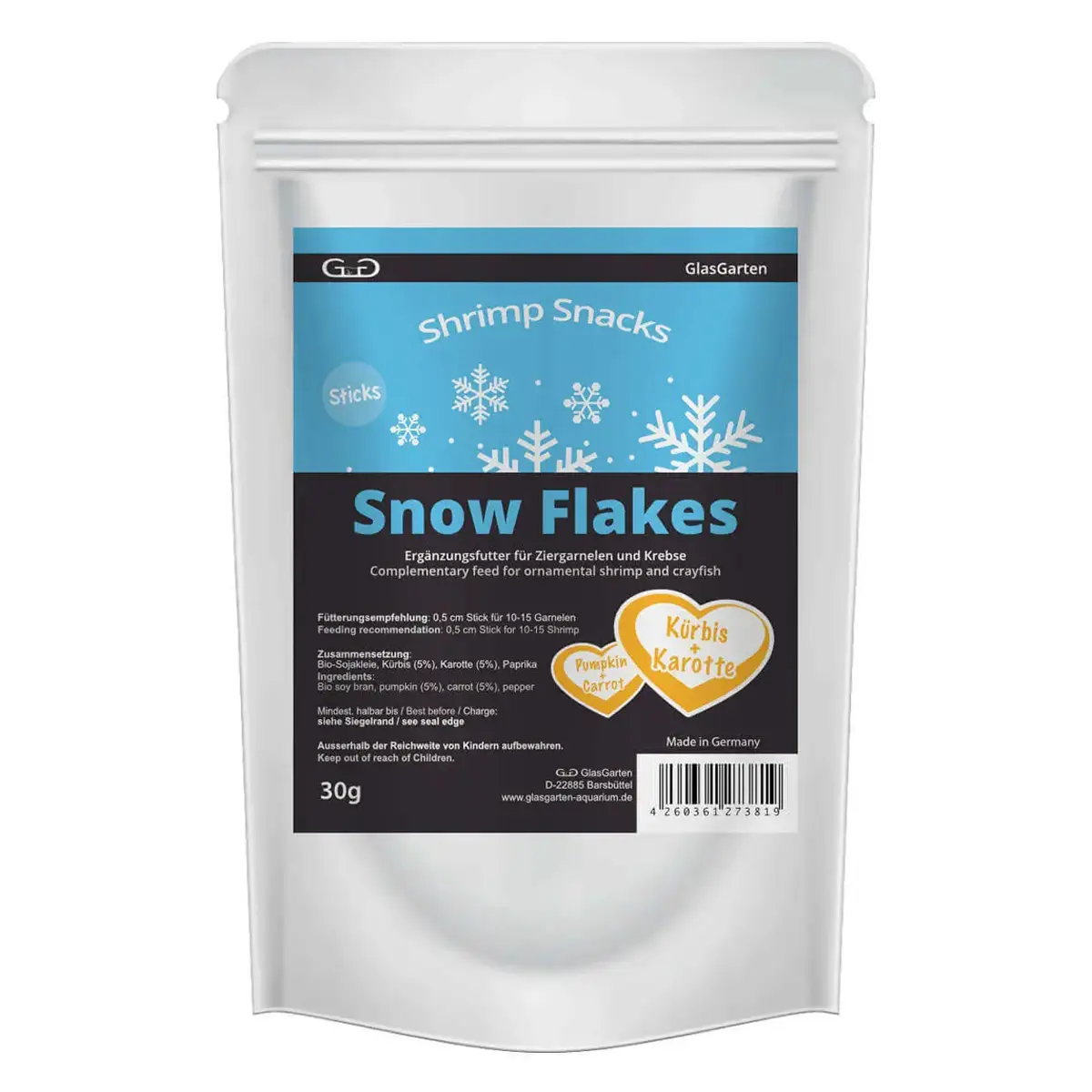 GlasGarten - Shrimp Snacks Snow Flakes, Pumpkin-Carrot nascapers.es