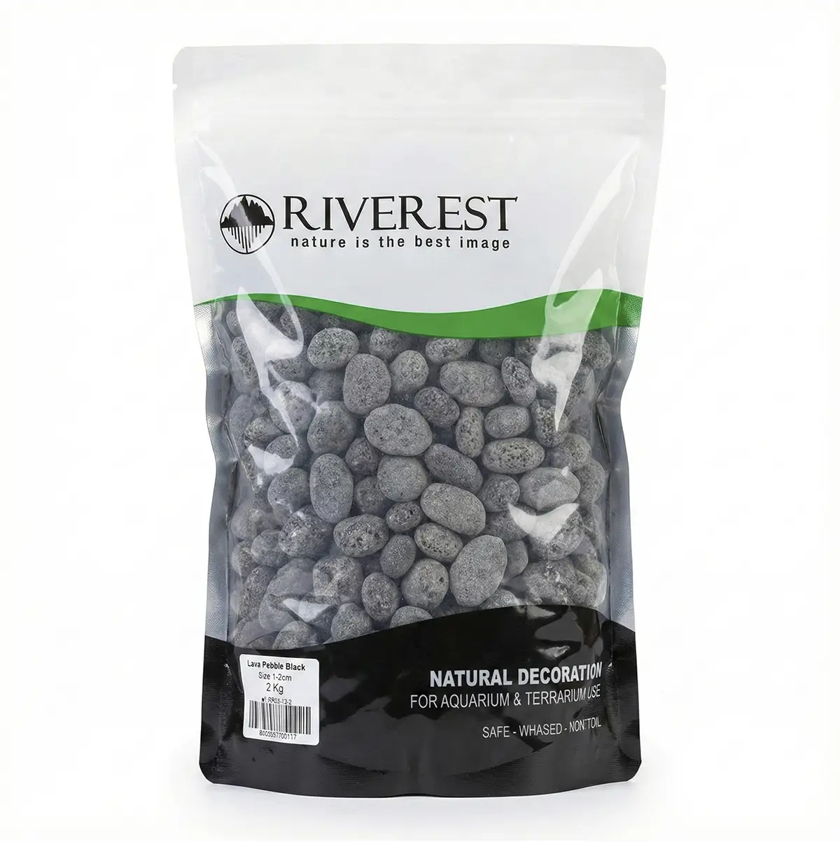 Riverest Lava Black Pebble 1-2 cm 2 kg nascapers.es