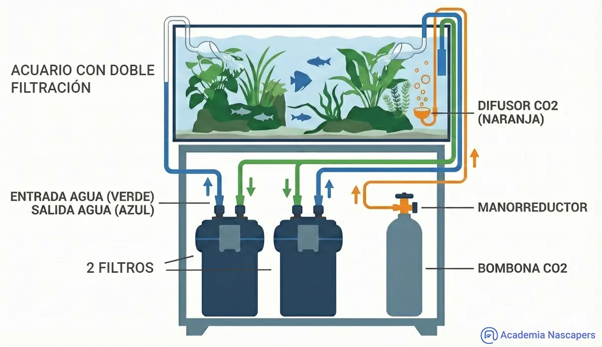 Acuario con doble filtración nascapers.es