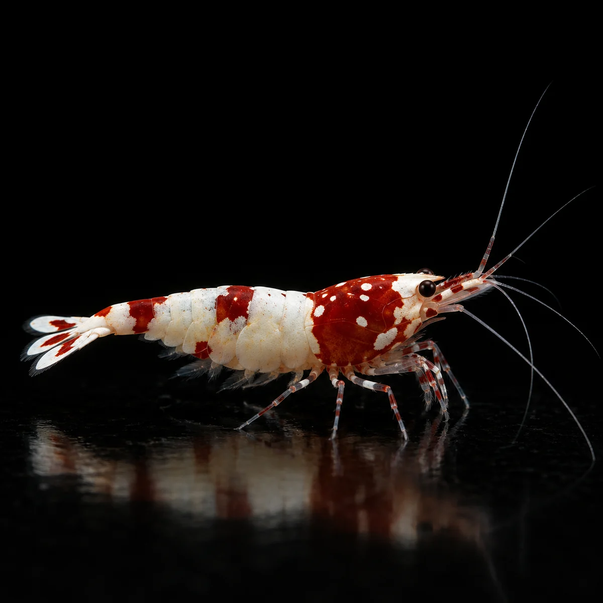 Caridina Selección Red Pinto Spotted Head MIX, cabeza roja con manchas blancas de distribución variable, nascapers