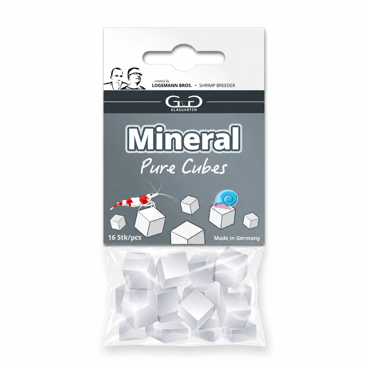 Envase de GlasGarten Mineral Pure Cubes de 16 piezas