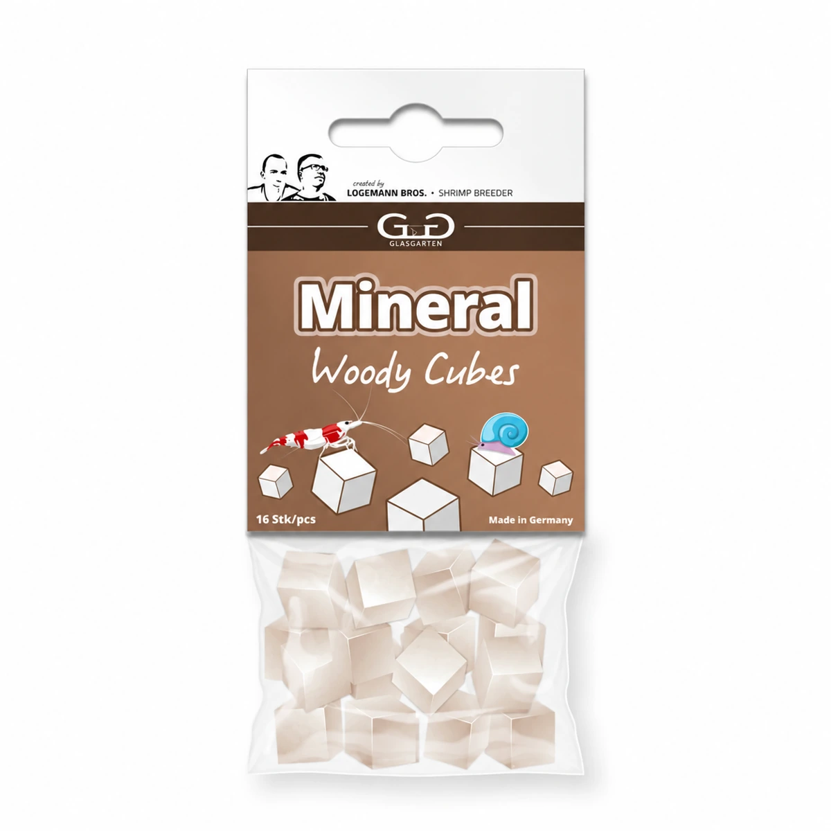 Envase de GlasGarten Mineral Woody Cubes de 16 piezas